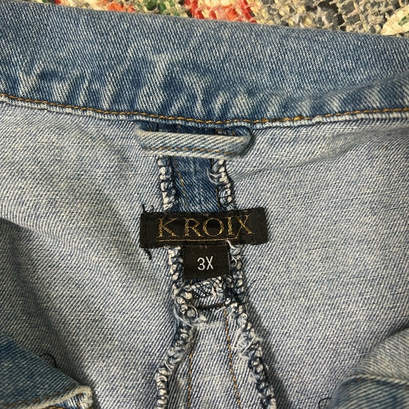 Kroix factory distressed raw frayed denim jacket - Picture 3 of 6